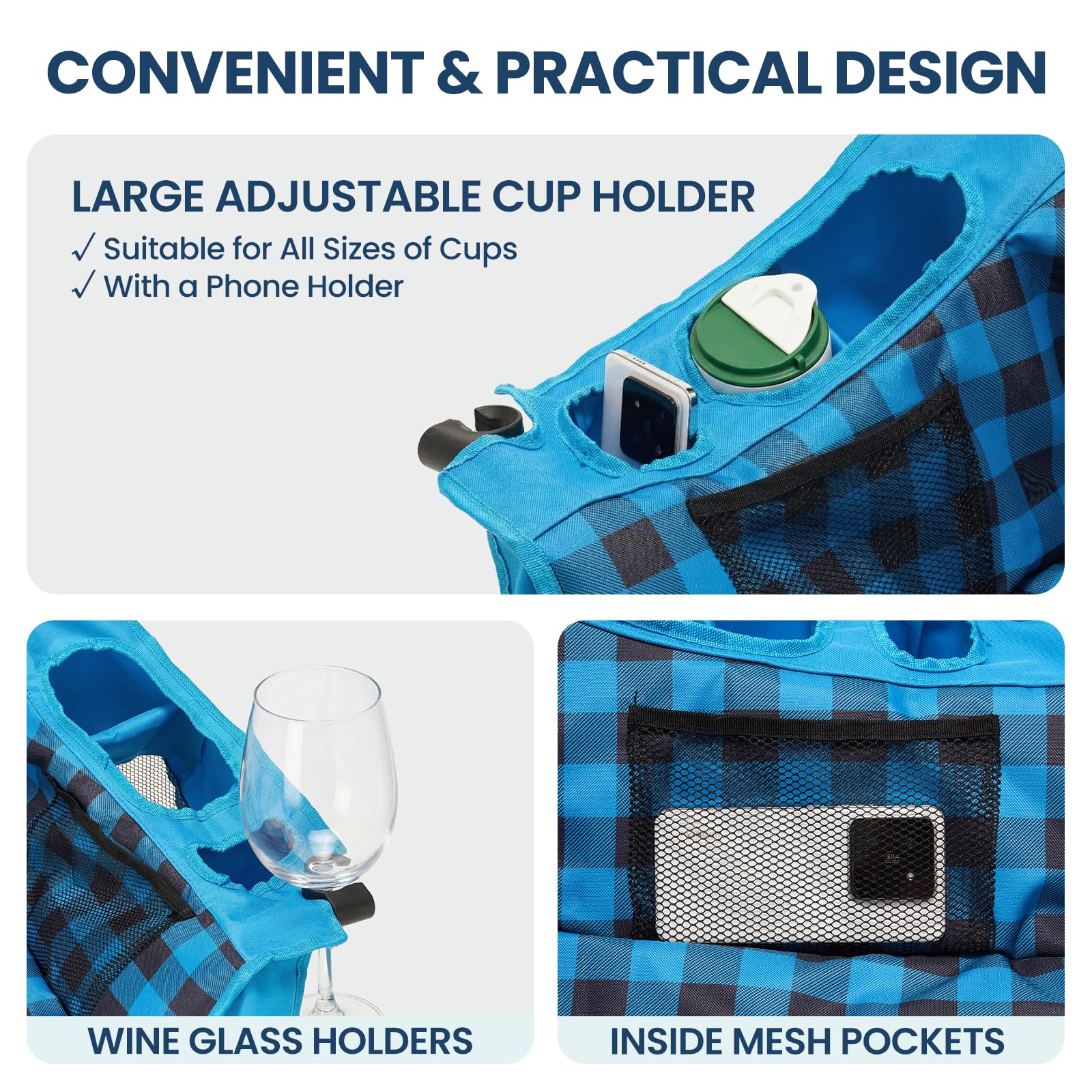 DoCred Double Camping Loveseat Chair | 2-Person | 660 lb Capacity | Cup Holders & Side Pockets