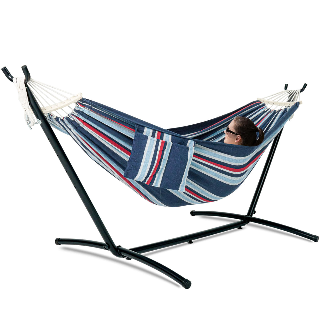 GAFETE Double Hammock with Stand | 2-Person | 600 lb Capacity | Indoor & Outdoor