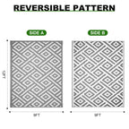RURALITY Outdoor Rugs 8'x10' Waterproof for Patios Clearance,Plastic Straw Mats for RV, Camping,Backyard,Porch,Deck,Balcony,Reversible,Geometric