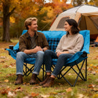 DoCred Double Camping Loveseat Chair | 2-Person | 660 lb Capacity | Cup Holders & Side Pockets