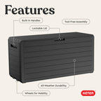 Keter Marvel Plus 71 Gallon Resin Outdoor Storage Box for Patio Furniture Cushions, Throw Pillows, Garden Tools and Pool Floats, Beige