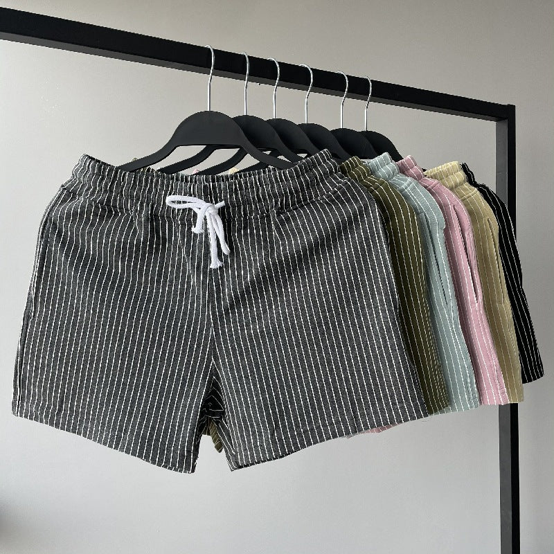 Summer striped cropped shorts for men and women's sports and casual shorts