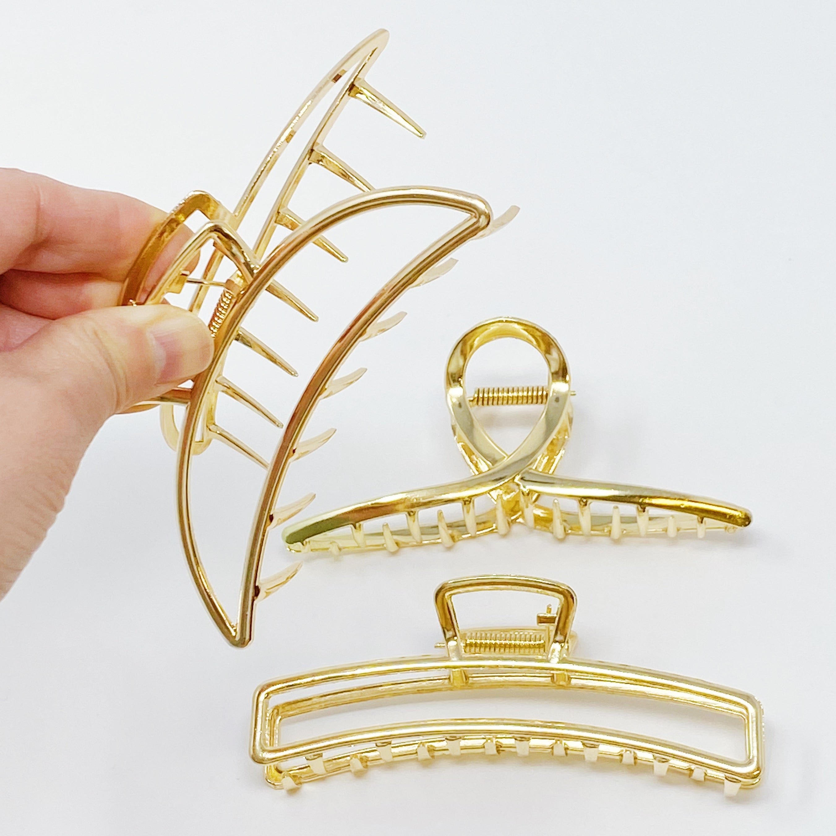 Gold Mine Hair Claw Set of 3 | Large Gold Finish Claw Clips