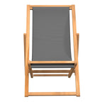 NNEVL Folding Beach Chair Solid Teak Wood Grey-2