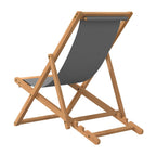 NNEVL Folding Beach Chair Solid Teak Wood Grey-4