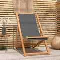 NNEVL Folding Beach Chair Solid Teak Wood Grey-0