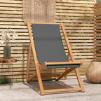 NNEVL Folding Beach Chair Solid Teak Wood Grey-0