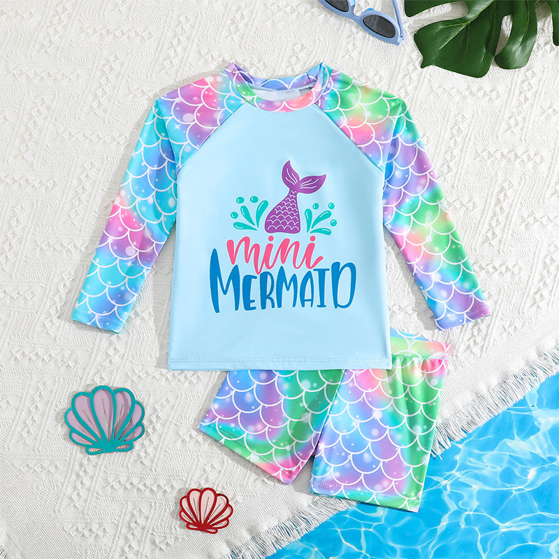 Long Sleeve Children's Swimwear, Cartoon Cute Baby Bikini for Girls