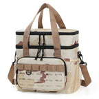 Outdoor Double-Layer Cooler Bag with Camouflage Design, Large Capacity Shoulder Tote for Picnics and Food Delivery