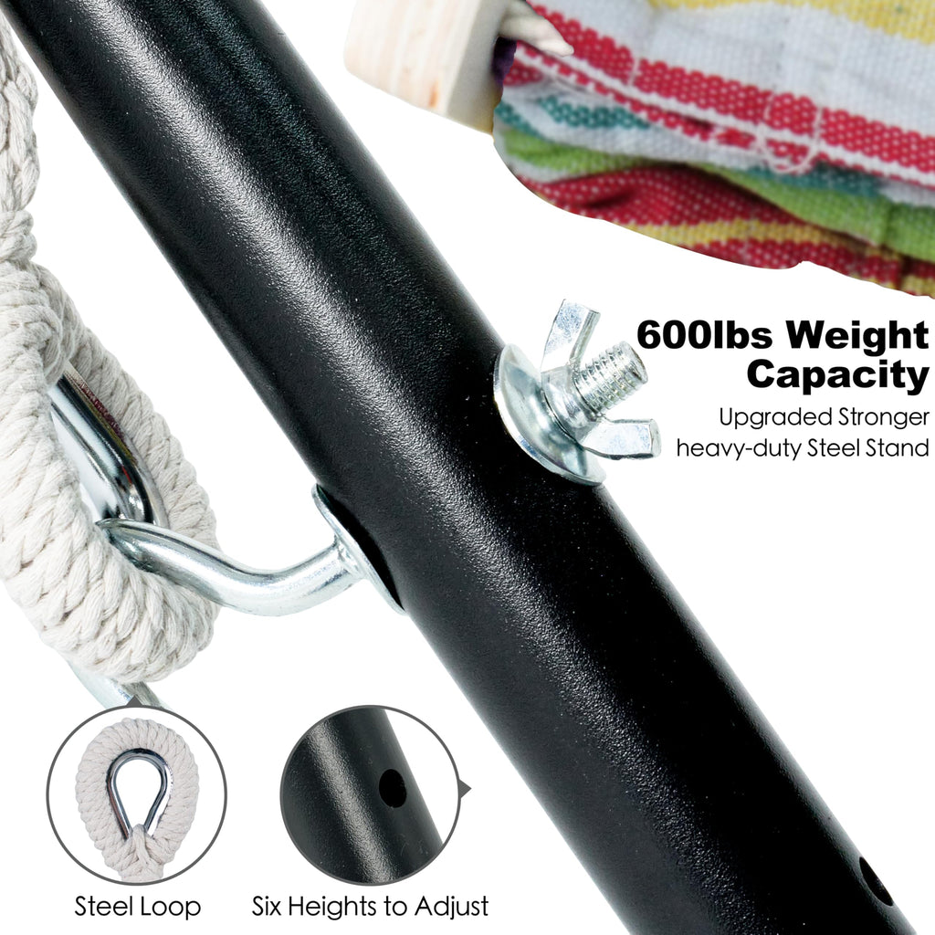 GAFETE Double Hammock with Stand | 2-Person | 600 lb Capacity | Indoor & Outdoor