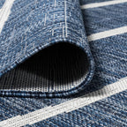 JONATHAN Y Berber Stripe Indoor/Outdoor Area Rug 5x8 – Blue & Ivory
