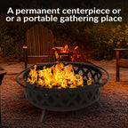 Sunnydaze Crossweave Outdoor Fire Pit | Wood-Burning | 30" & 36" | Spark Screen, Poker & Cover Included
