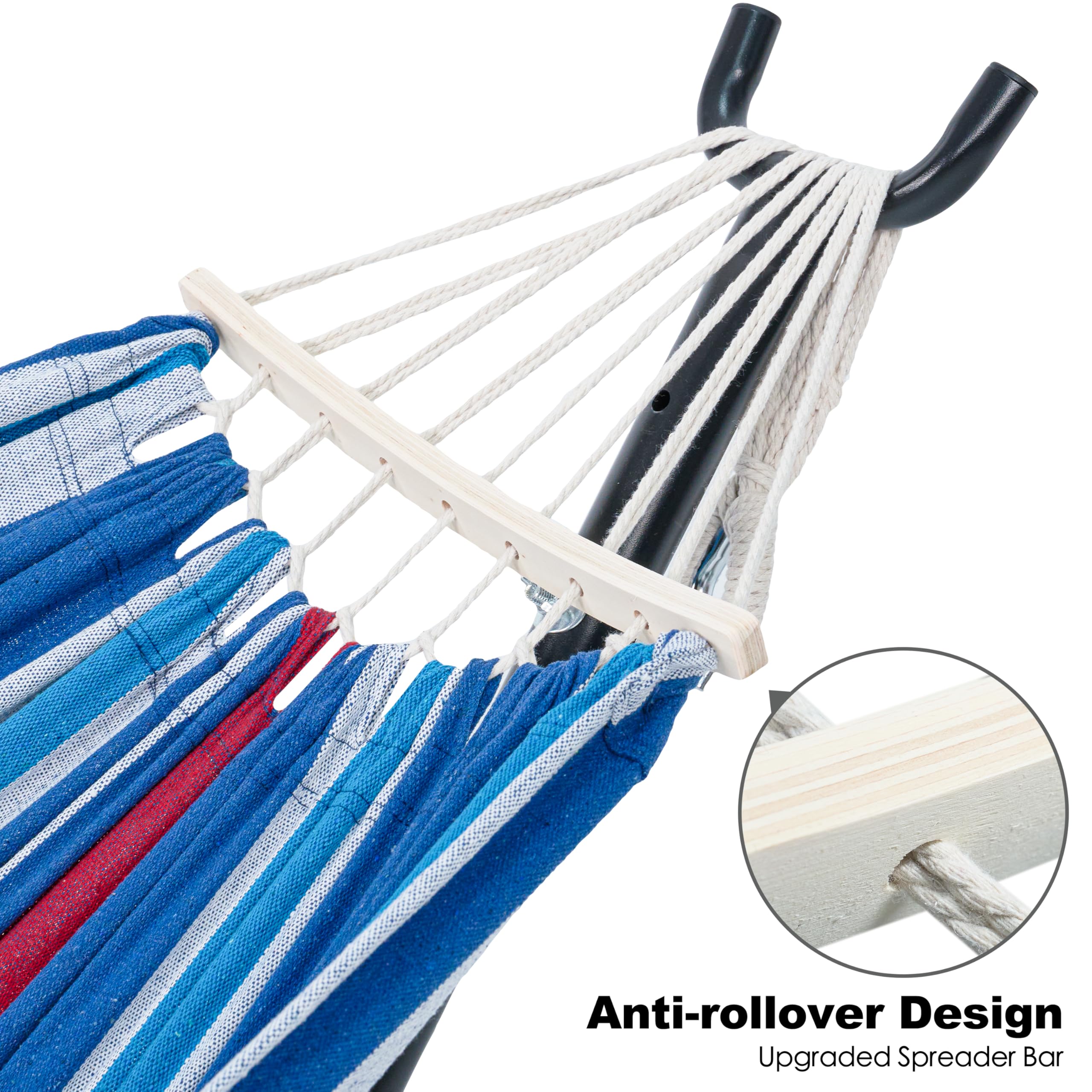 GAFETE Double Hammock with Stand | 2-Person | 600 lb Capacity | Indoor & Outdoor