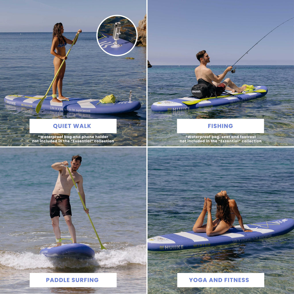 HUIIKE Inflatable Paddle Board & Kayak 2-in-1 | 10' x 33" | Full Pack with Kayak Seat & Accessories