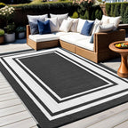 RURALITY Outdoor Rugs 8'x10' Waterproof for Patios Clearance,Plastic Straw Mats for RV, Camping,Backyard,Porch,Deck,Balcony,Reversible,Geometric
