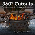 Sunnydaze Crossweave Outdoor Fire Pit | Wood-Burning | 30" & 36" | Spark Screen, Poker & Cover Included
