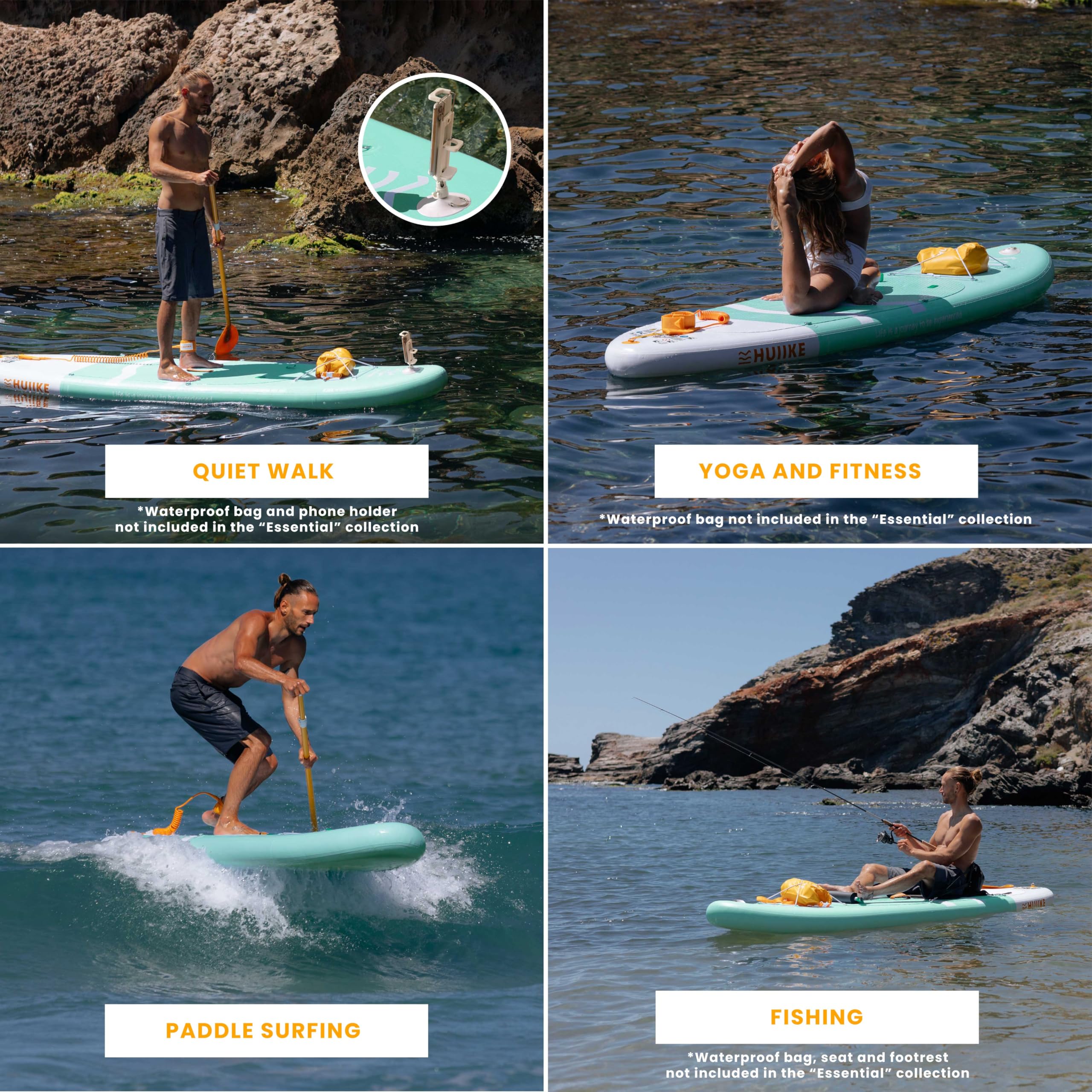 HUIIKE Inflatable Paddle Board & Kayak 2-in-1 | 10' x 33" | Full Pack with Kayak Seat & Accessories