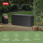 Keter Marvel Plus 71 Gallon Resin Outdoor Storage Box for Patio Furniture Cushions, Throw Pillows, Garden Tools and Pool Floats, Beige