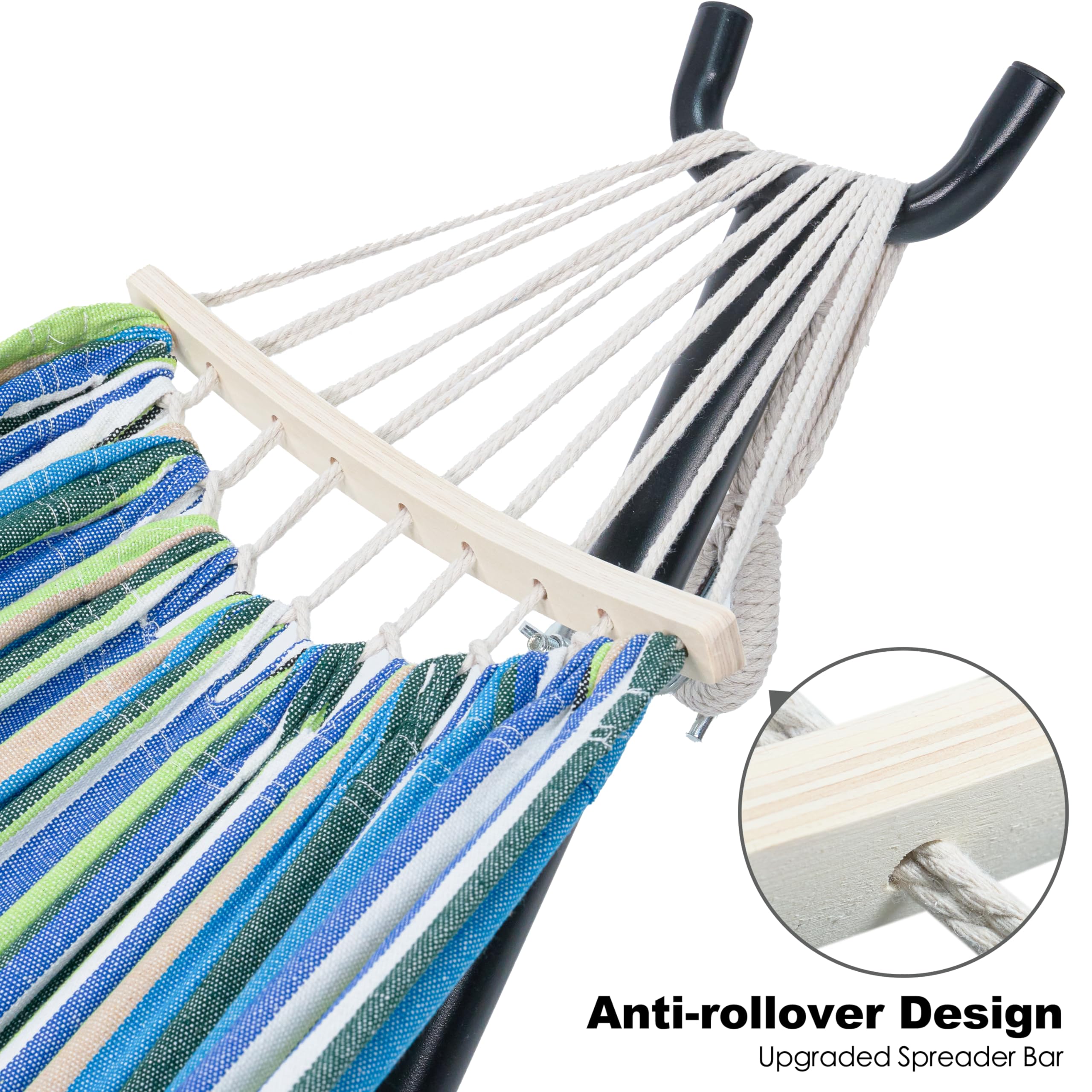 GAFETE Double Hammock with Stand | 2-Person | 600 lb Capacity | Indoor & Outdoor