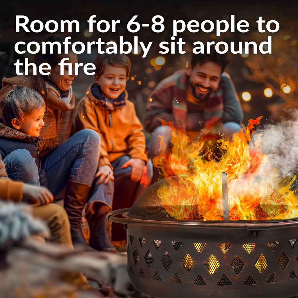 Sunnydaze Crossweave Outdoor Fire Pit | Wood-Burning | 30" & 36" | Spark Screen, Poker & Cover Included