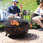 Sunnydaze Crossweave Outdoor Fire Pit | Wood-Burning | 30" & 36" | Spark Screen, Poker & Cover Included