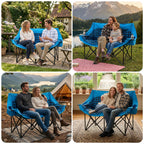 DoCred Double Camping Loveseat Chair | 2-Person | 660 lb Capacity | Cup Holders & Side Pockets