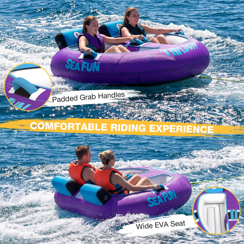 Towable Tubes for Boating | 1-3 Rider | Cockpit Style with Rope Included | Lake & River