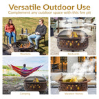 Sunnydaze Crossweave Outdoor Fire Pit | Wood-Burning | 30" & 36" | Spark Screen, Poker & Cover Included