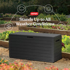 Keter Marvel Plus 71 Gallon Resin Outdoor Storage Box for Patio Furniture Cushions, Throw Pillows, Garden Tools and Pool Floats, Beige