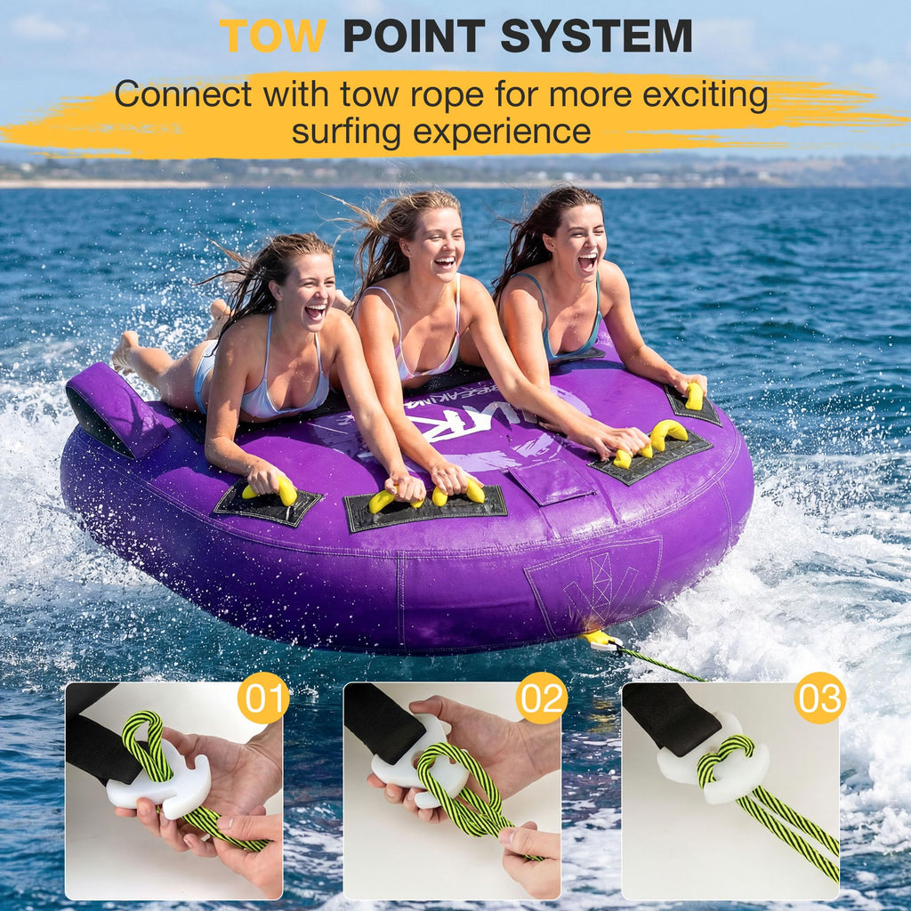 Towable Tubes for Boating | 1-3 Rider | Cockpit Style with Rope Included | Lake & River