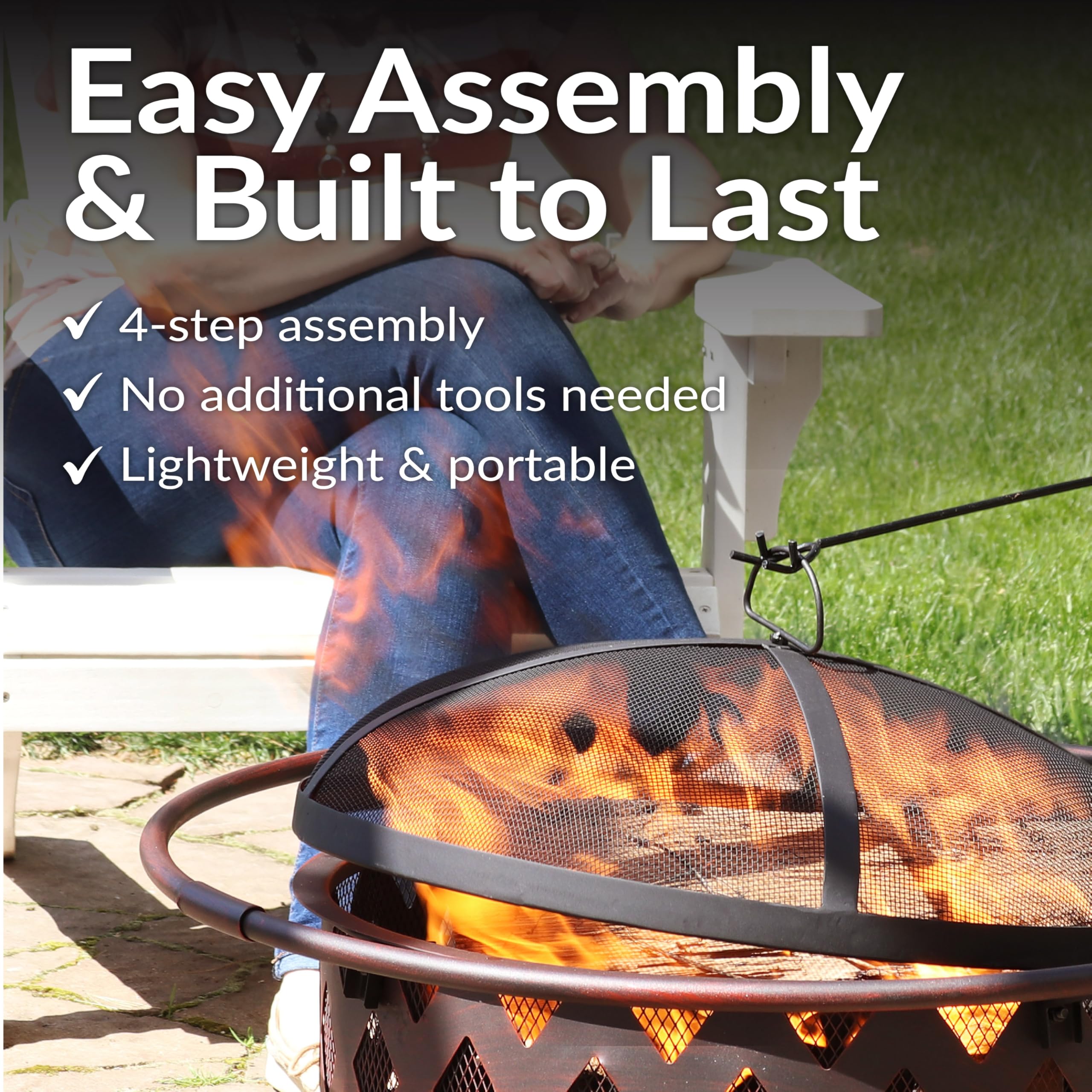 Sunnydaze Crossweave Outdoor Fire Pit | Wood-Burning | 30" & 36" | Spark Screen, Poker & Cover Included