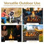 Sunnydaze Crossweave Outdoor Fire Pit | Wood-Burning | 30" & 36" | Spark Screen, Poker & Cover Included