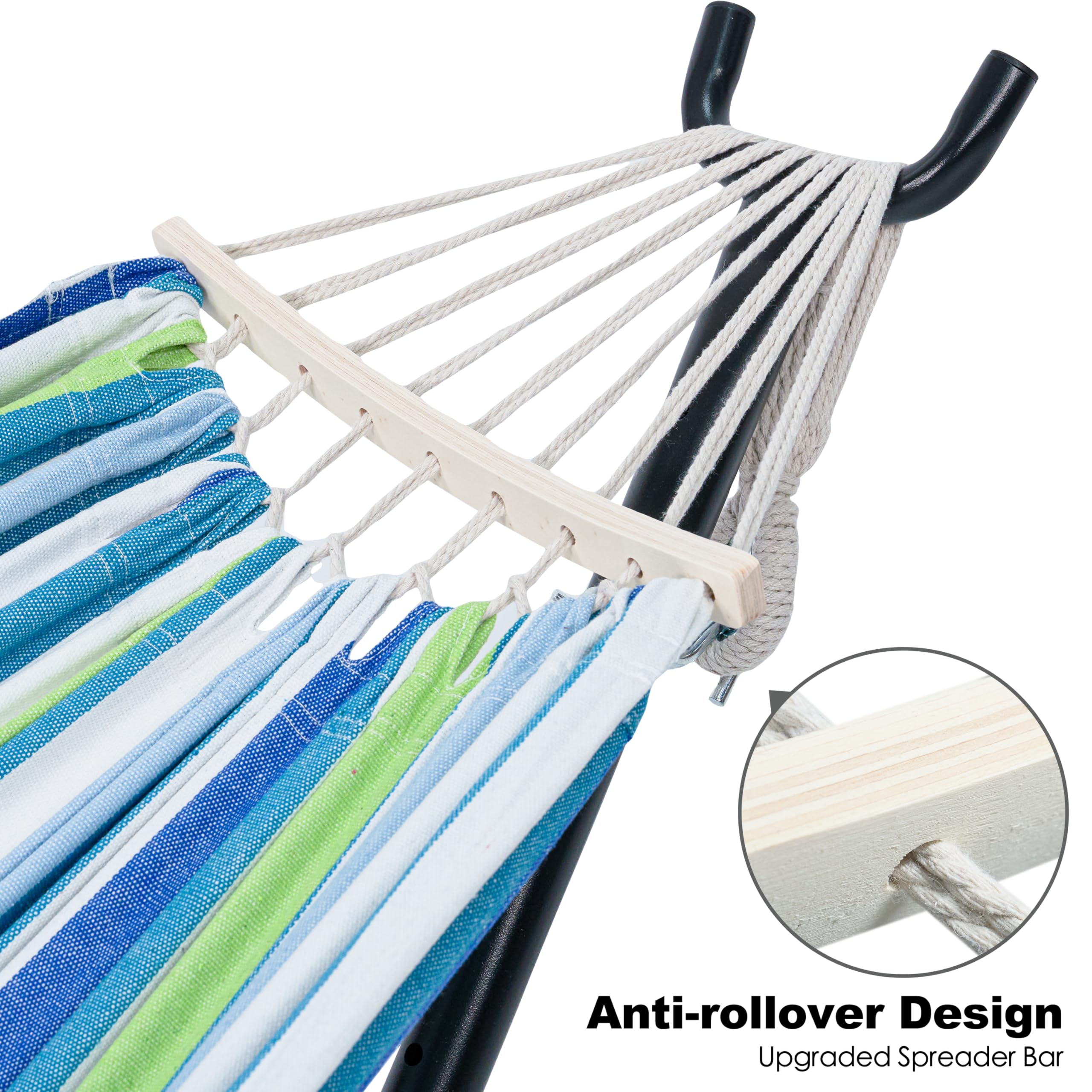 GAFETE Double Hammock with Stand | 2-Person | 600 lb Capacity | Indoor & Outdoor