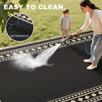 RURALITY Outdoor Rugs 8'x10' Waterproof for Patios Clearance,Plastic Straw Mats for RV, Camping,Backyard,Porch,Deck,Balcony,Reversible,Geometric