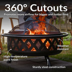 Sunnydaze Crossweave Outdoor Fire Pit | Wood-Burning | 30" & 36" | Spark Screen, Poker & Cover Included
