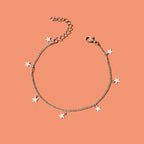 Minimalist Silvery Chain Star Charm Anklet Boho Chic Beach Vacation Foot Jewelry-1