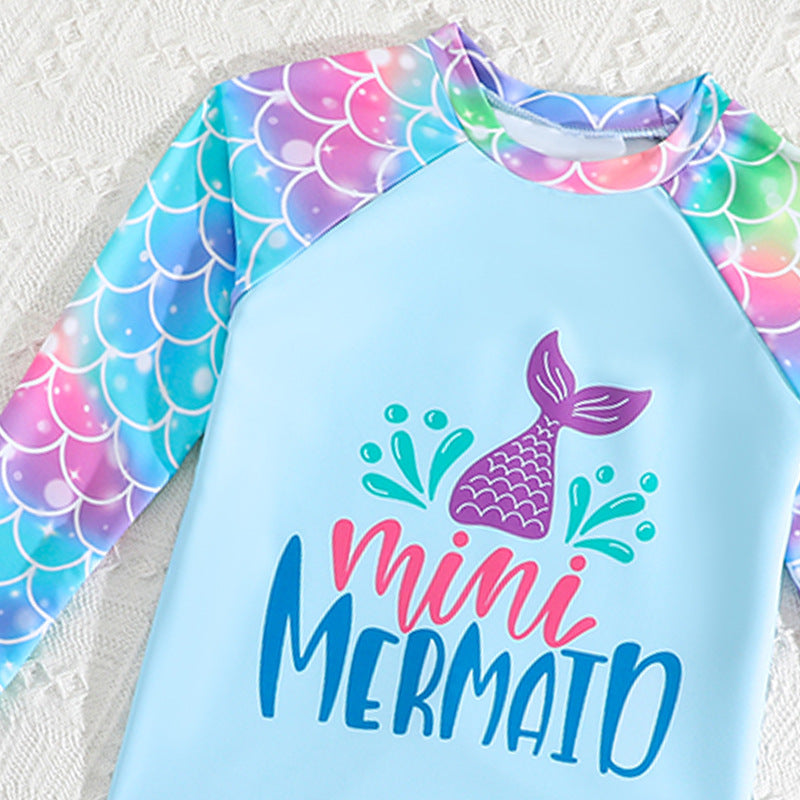 Long Sleeve Children's Swimwear, Cartoon Cute Baby Bikini for Girls