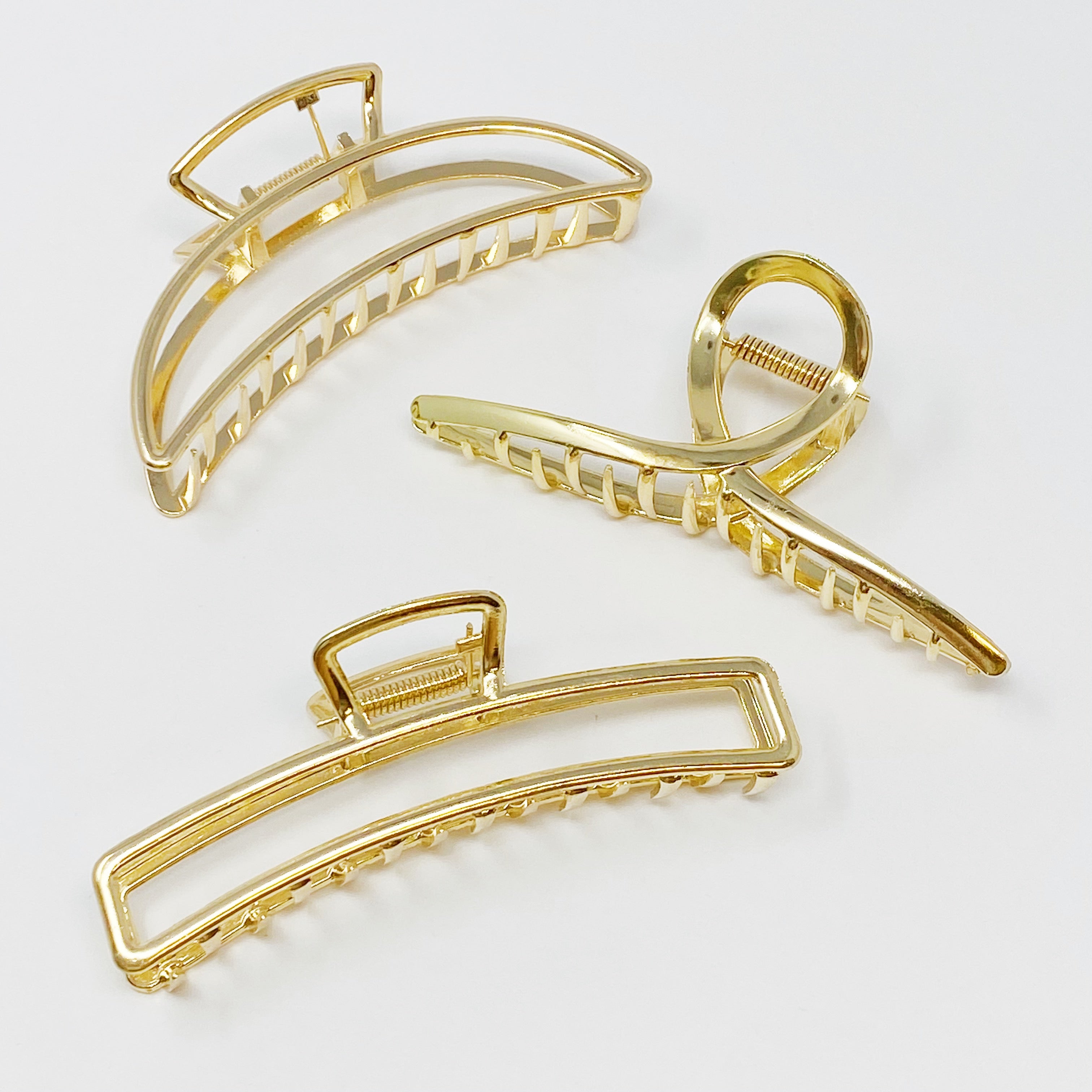 Gold Mine Hair Claw Set of 3 | Large Gold Finish Claw Clips