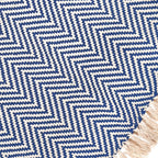Cara Cotton Throw Blanket with Fringe – Blue | Handmade by The Nascent, 50"x70"