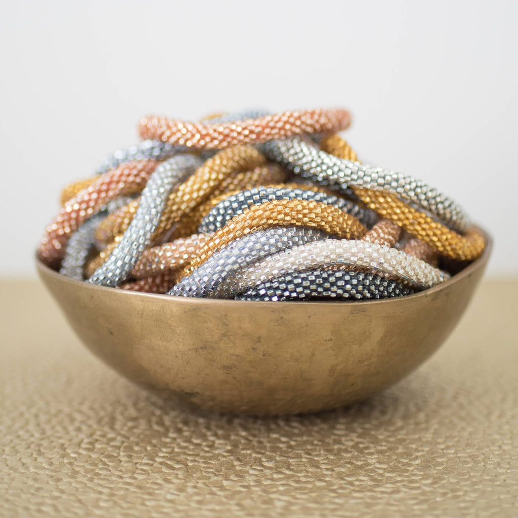 Roll-On® Bracelet – Handcrafted Nepal Bracelet | Glass Beads & Hand-Dyed Cotton