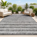 JONATHAN Y Berber Stripe Indoor/Outdoor Area Rug 5x8 – Blue & Ivory