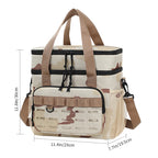 Outdoor Double-Layer Cooler Bag with Camouflage Design, Large Capacity Shoulder Tote for Picnics and Food Delivery