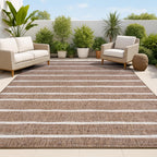 JONATHAN Y Berber Stripe Indoor/Outdoor Area Rug 5x8 – Blue & Ivory
