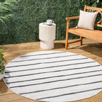 JONATHAN Y Berber Stripe Indoor/Outdoor Area Rug 5x8 – Blue & Ivory
