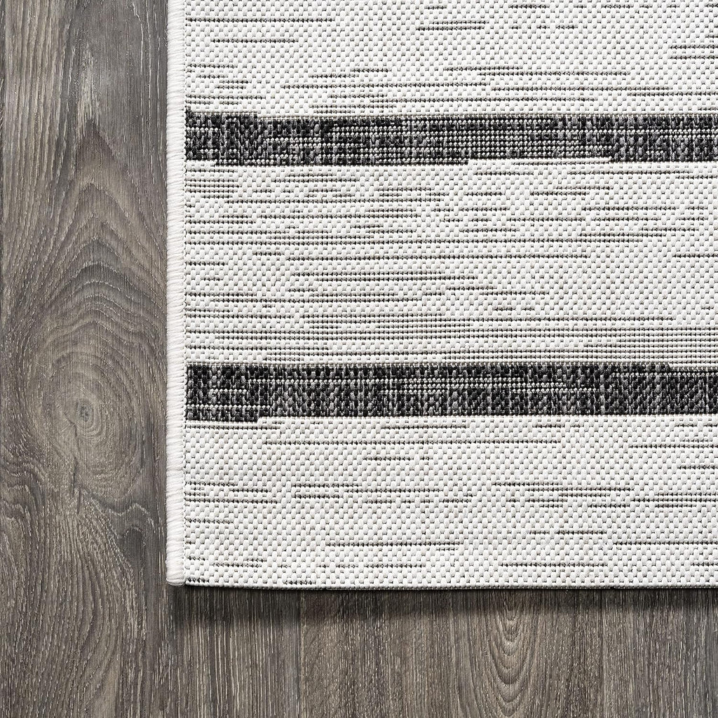 JONATHAN Y Berber Stripe Indoor/Outdoor Area Rug 5x8 – Blue & Ivory