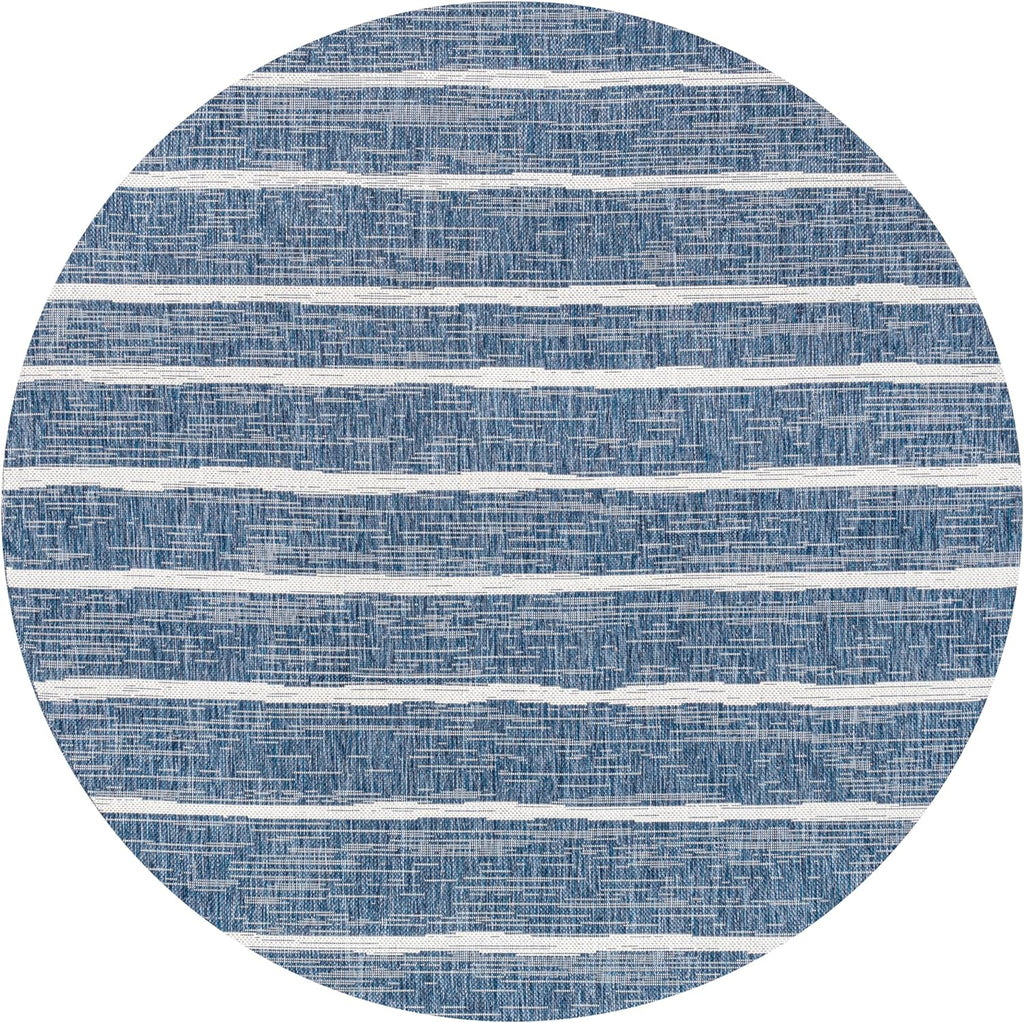 JONATHAN Y Berber Stripe Indoor/Outdoor Area Rug 5x8 – Blue & Ivory