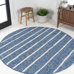 JONATHAN Y Berber Stripe Indoor/Outdoor Area Rug 5x8 – Blue & Ivory