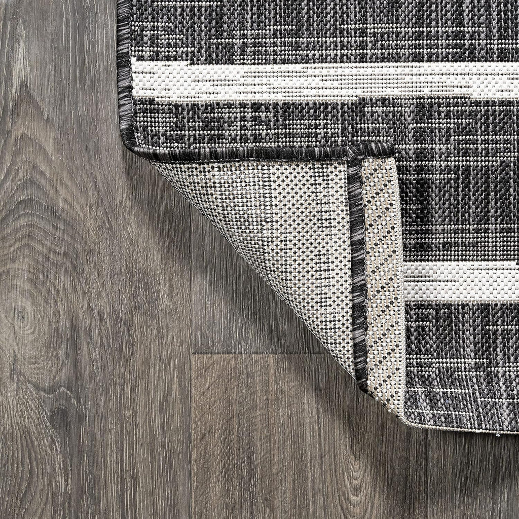JONATHAN Y Berber Stripe Indoor/Outdoor Area Rug 5x8 – Blue & Ivory