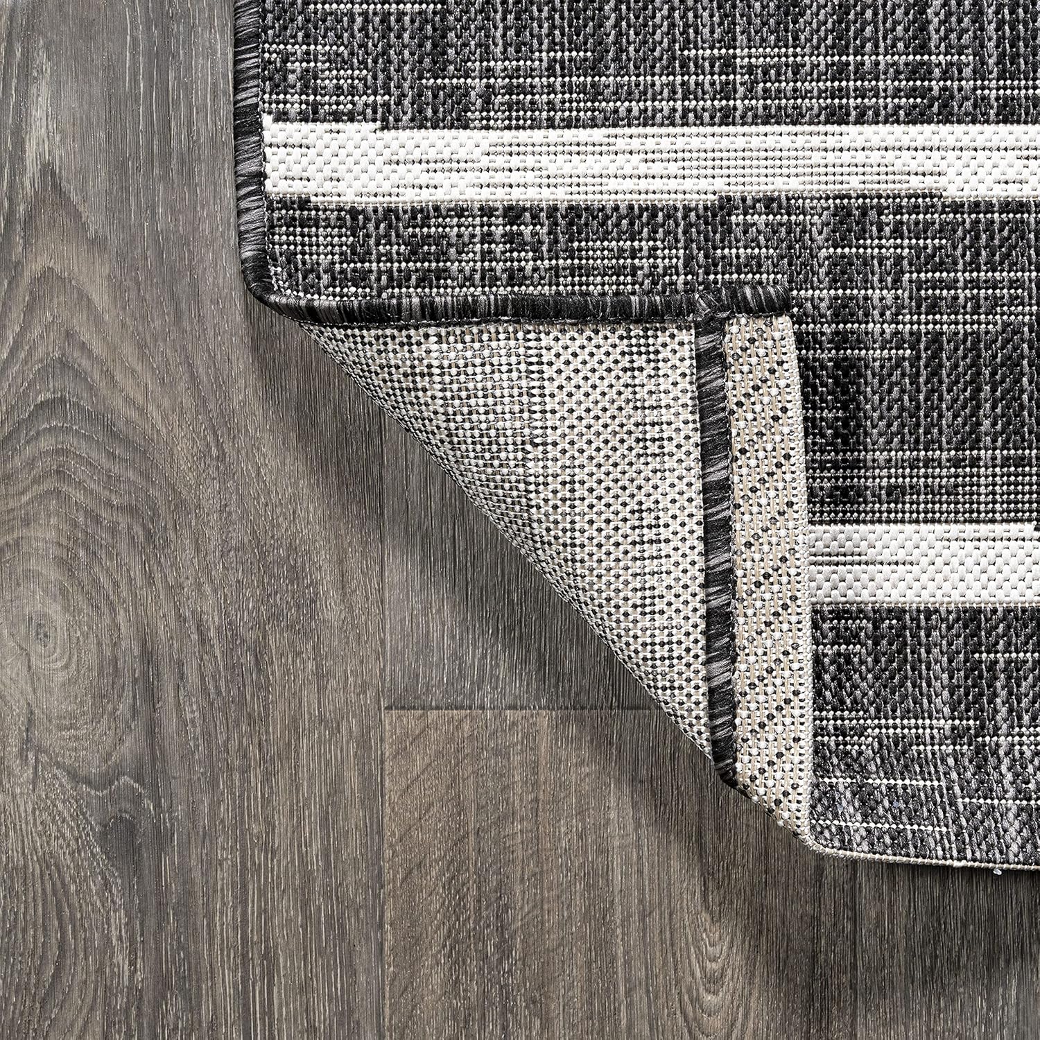 JONATHAN Y Berber Stripe Indoor/Outdoor Area Rug 5x8 – Blue & Ivory