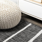 JONATHAN Y Berber Stripe Indoor/Outdoor Area Rug 5x8 – Blue & Ivory